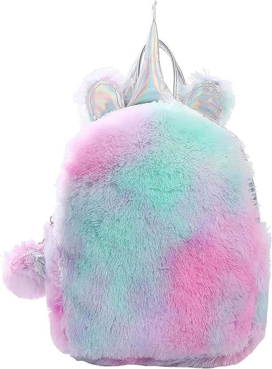 Plush Unicorn Backpack for Little Girls, Nursery Book Bag, Cute Soft