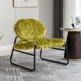 thumbnail image 1 of Plush Upholstered Accent Chair, Modern Industrial Style Armless Chair with Metal Frame, Leisure Single Sofa Chair, Reading Chair for Living Room (Olive), 1 of 14