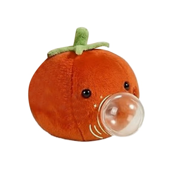 Plush Vegetable Toy, Squeezy Bubble Blowing Stuffed Pumpkin, 1 Pack Soft Fuzzy Farm Themed 4.0 inch Small Interactive Sensory Play Gift for Kids Toddlers Holiday Party Favors Home Desk Decor