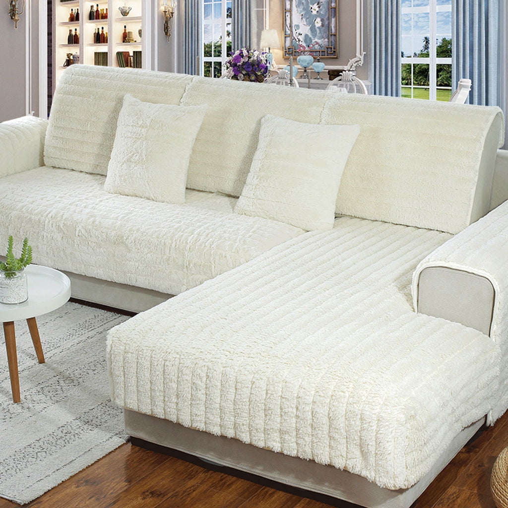 Plush Velvet Couch Cover For L Shape,Sectional Sofa Slipcover Furniture Protector Sectional Anti