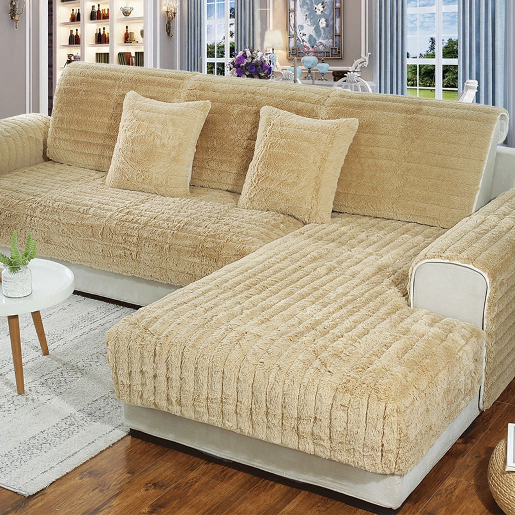 Plush Velvet Couch Cover For L Shape,Sectional Sofa Slipcover Furniture