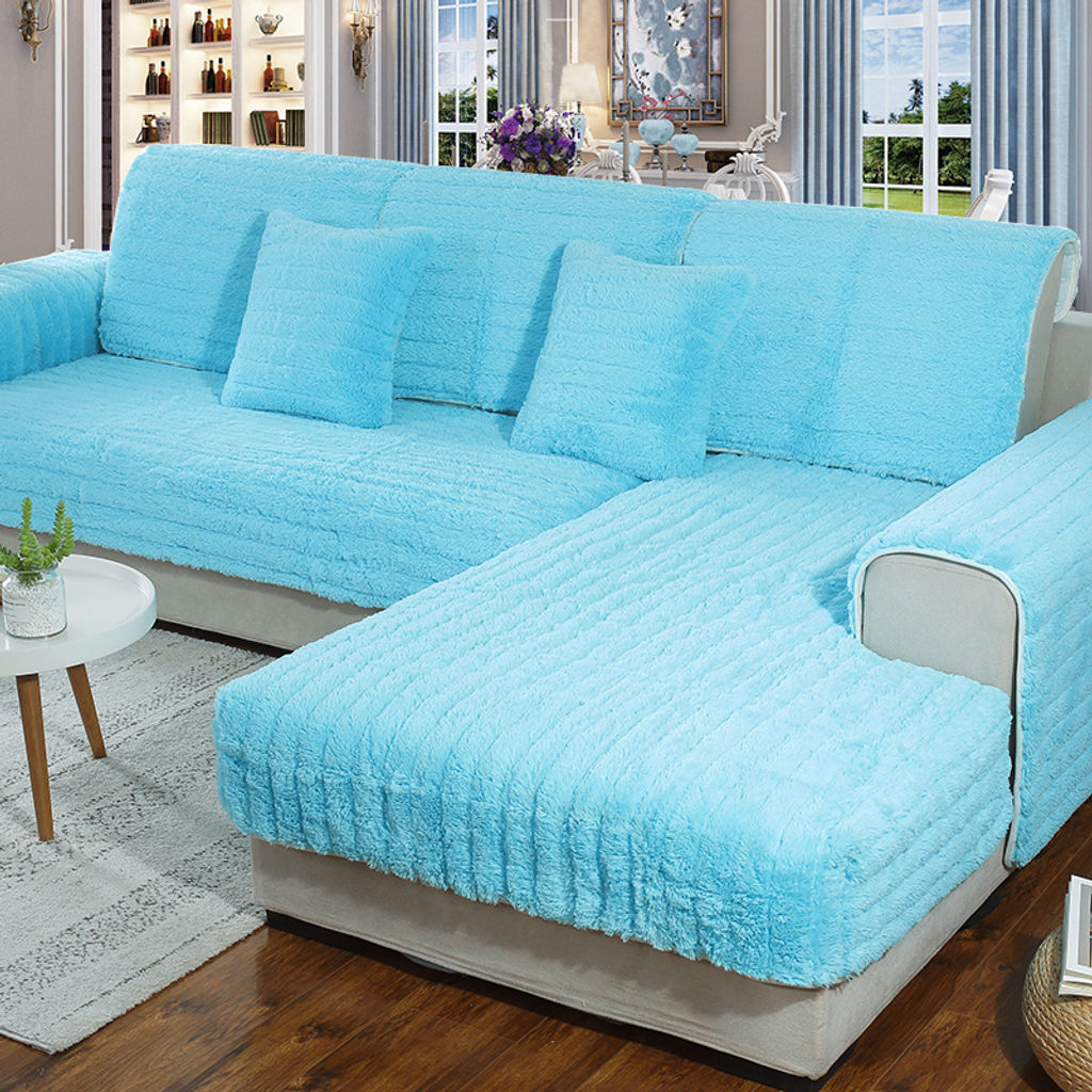 Plush Velvet Couch Cover For L Shape,Sectional Sofa Slipcover Furniture