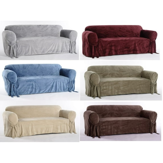Plush Velvet Microfiber One Piece Slipcover - Sofa/Loveseat/Chair