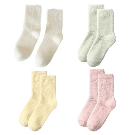 Plush Velvet Socks Winter Thermal Mid Calf Candy Color Soft Warm Comfy For Women Gifts