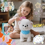 Plush Walking Dog Toy Features a licking and barking dog with a control leash, interactive echo function, a talking and singing robotic tail that wags, Suitable for children.