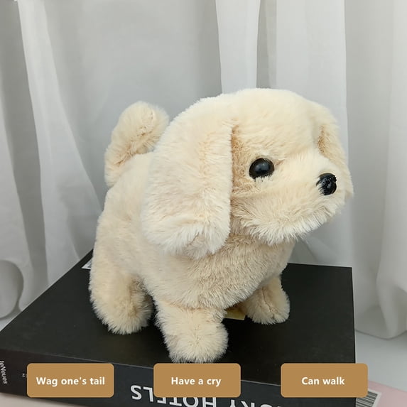 Plush Walking Dog Toys, Barking Wagging Puppy Toy with Voice Commands, Recording & Music, Interactive Educational Puppy for Toddlers Kids, Soft Birthday Gifts