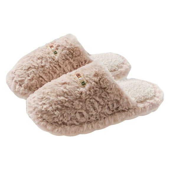 Plush Warm Slippers for Women Winter Non-Slip Fluffy House Shoes Memory Foam Slip on Scuff Slipper