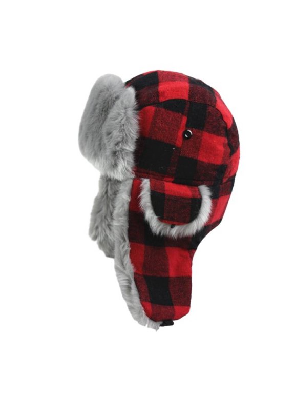 Plush Warm Trapper Cap Warm Russian Bomber Hats Ushanka Style Winter Hats with Ear Flaps Warm Suedette Skiing Cap Snow Ski Hats Cold Proof Keep Warm Vintage Winter Hat Gray One Size