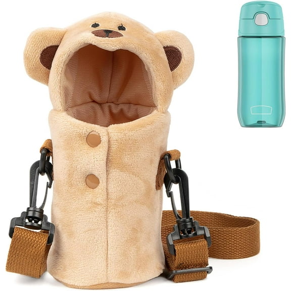 Plush Water Bottle Cover Sleeve Compatible with Thermos FUNTAINER 12oz/16oz, Warm Water Bottle Sling Carrier Bag with Adjustable Strap