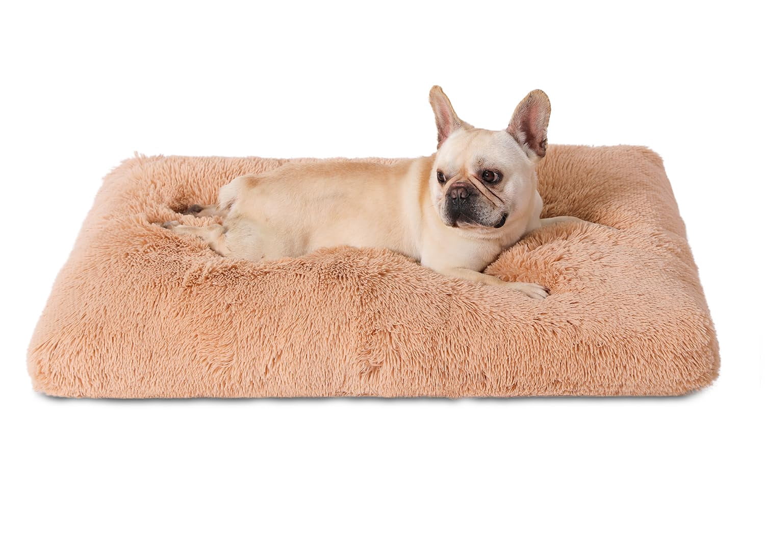 Plush Waterproof Dog Crate Bed  Removable Washable Cover Faux Pad For Medium Dogs 29"x21" Camel