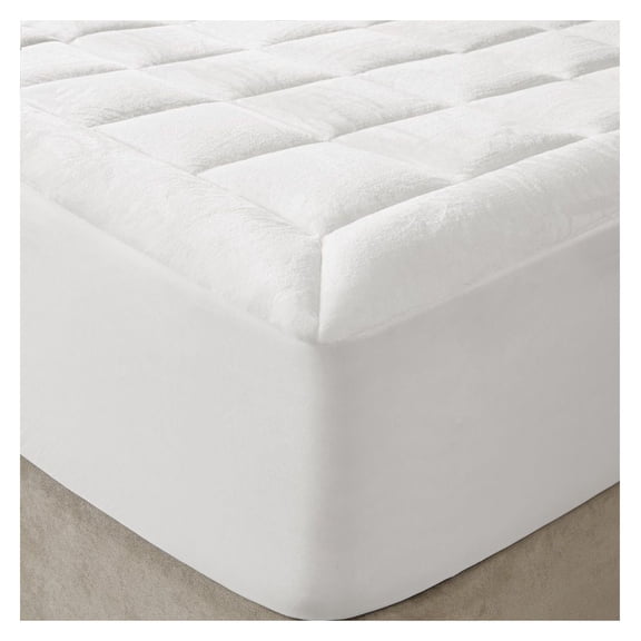 Plush Waterproof Mattress Pad Cal King - Hypoallergenic Overfilled Down - 18 Inch Pocket -