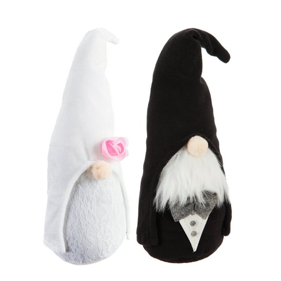 Plush Wedding Gnome Table Decor, 2 Assorted: Bride/Groom, 3.5'' x 3.5'' x 9.3'' inches