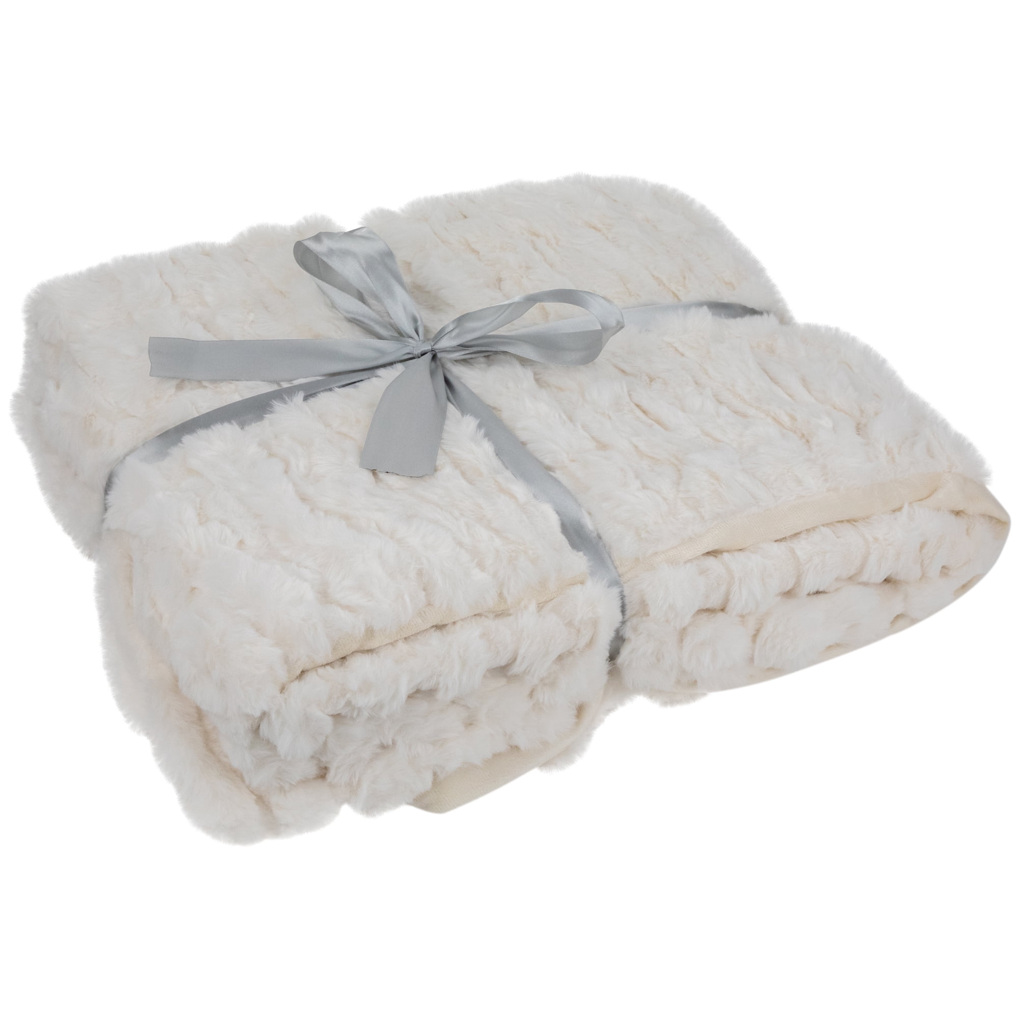 Northlight Plush White Fluffy Thick Throw Blanket 50" x 60"