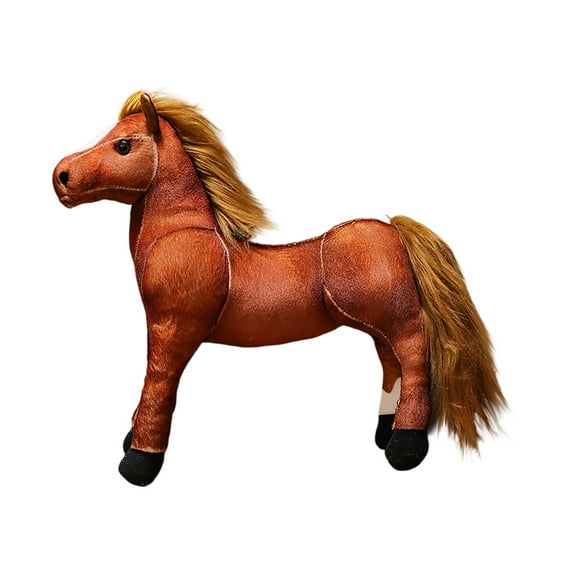 Plush White Horse Stuffed Animal Toy – Soft Realistic Pony Doll with Fluffy Mane and Tail, Cuddly Gift for Kids and Toddlers