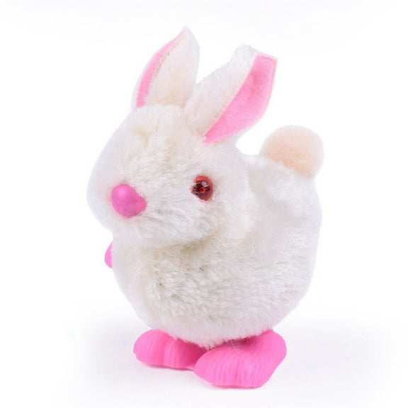 Plush Wind Up Hopping Bunny Toy For Easter Basket Stuffer Soft Stuffed Animal Rabbit