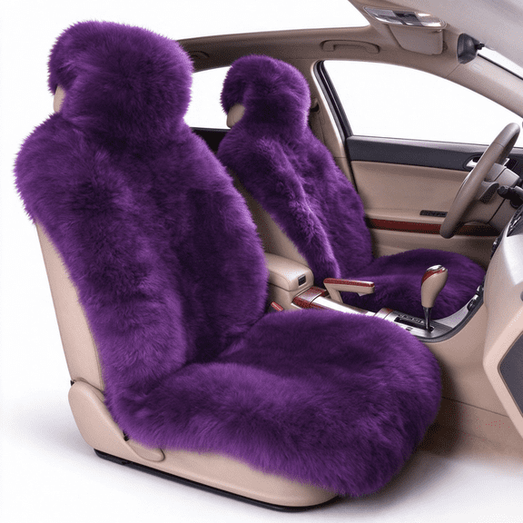 Plush Winter Car Seat Pad, Thick Fuzzy Faux Sheepskin Seat Cushion, Universal Warm Automotive Seat Cover for Car, SUV, Truck & RV Front Seats, Multiple Colors Available, 1 Piece