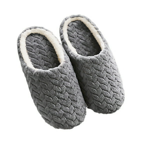 Plush Winter Indoor Slippers Simple Solid Color Warm Anti-Slip Home Shoes for Women