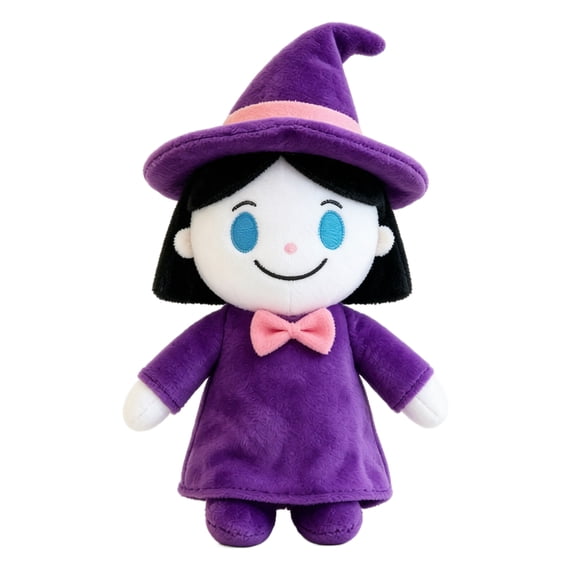 Plush Witch Doll, Soft Stuffed Cute Halloween Themed Toy, 9.8 Inch Single Piece Decorative Stuffed Figure, Ideal Gift for Kids Holiday Birthday Party Bedroom Decoration Collectible Playmate
