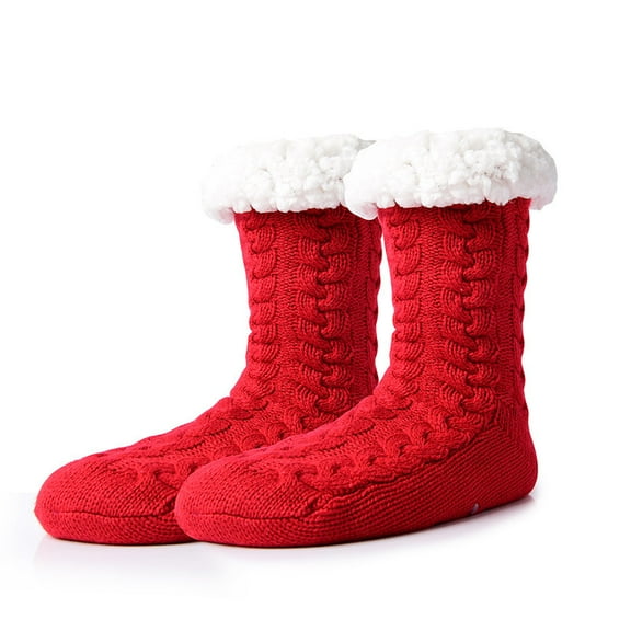 Plush Women's Sherpa Slipper Socks with Gripper Bottoms, The Perfect Winter House Sock US 6 to 11