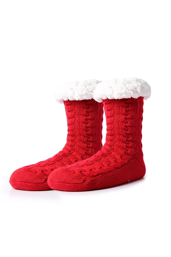 Plush Women's Sherpa Slipper Socks with Gripper Bottoms, The Perfect Winter House Sock US 6 to 11