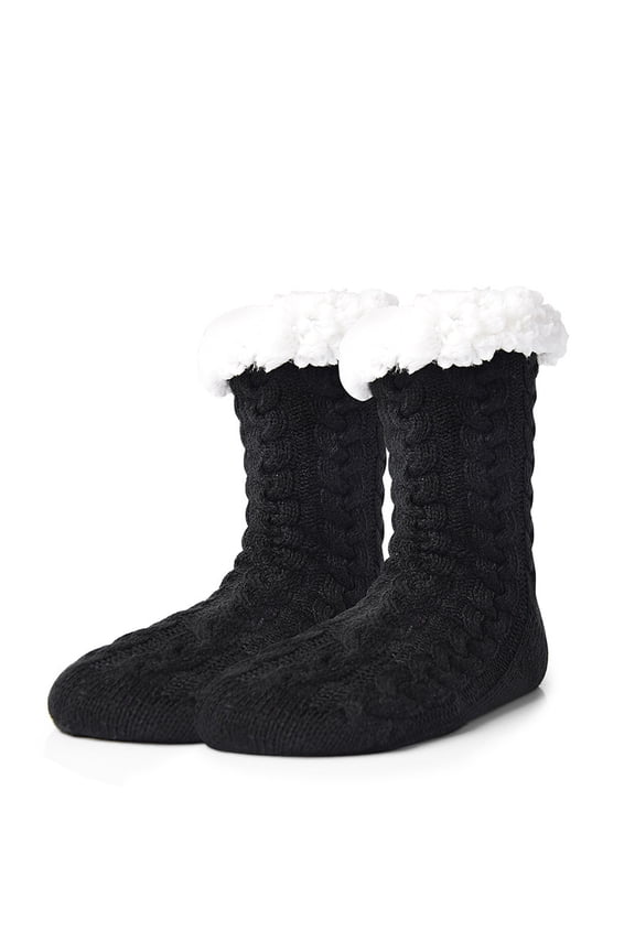 Plush Women's Sherpa Slipper Socks with Gripper Bottoms, The Perfect Winter House Sock US 6 to 11