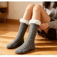 thumbnail image 1 of Plush Women's Sherpa Slipper Socks with Gripper Bottoms, The Perfect Winter House Sock US 6 to 11, 1 of 6