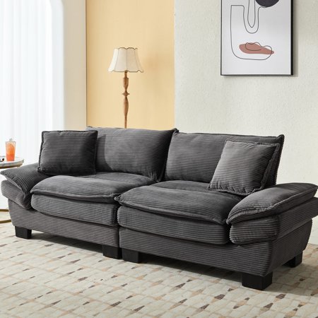 Plush and Inviting - Relax on the Corduroy Sofa in Your Dormitory