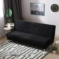 thumbnail image 1 of Plush armless futon Cover,Velvet Soft Solid Color Futon slipcover,Stretch 2 3 Seater Sofa Bed Cover for Home Office Hotel (Black,M), 1 of 8