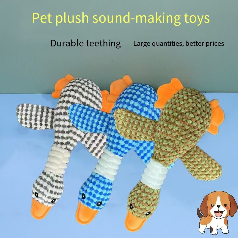 Plush dog toys, upgraded goose bite interactive pet toys, squeaking dog toys, plush dog toys, puppy bite toys,