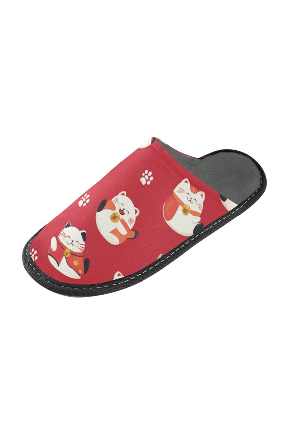 Plush rubber slippers soft gauze slippers with waterproof and wear -resistant shoes A Kitten Print