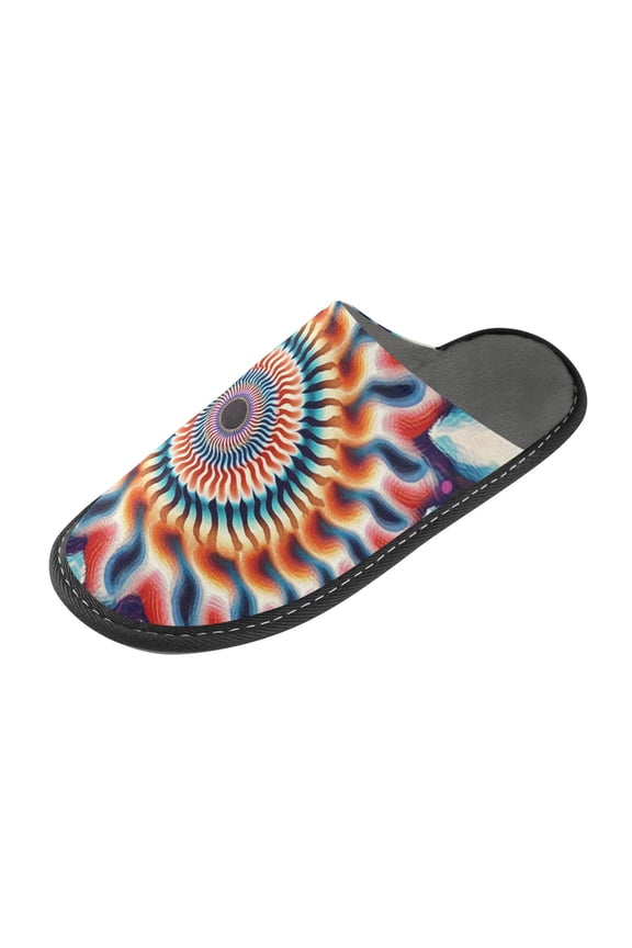 Plush rubber slippers soft gauze slippers with waterproof and wear -resistant shoes A Psychedelic Optical Illusion Pattern