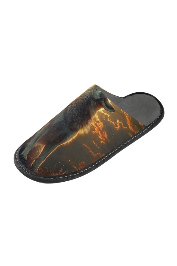 Plush rubber slippers soft gauze slippers with waterproof and wear -resistant shoes A Wolf