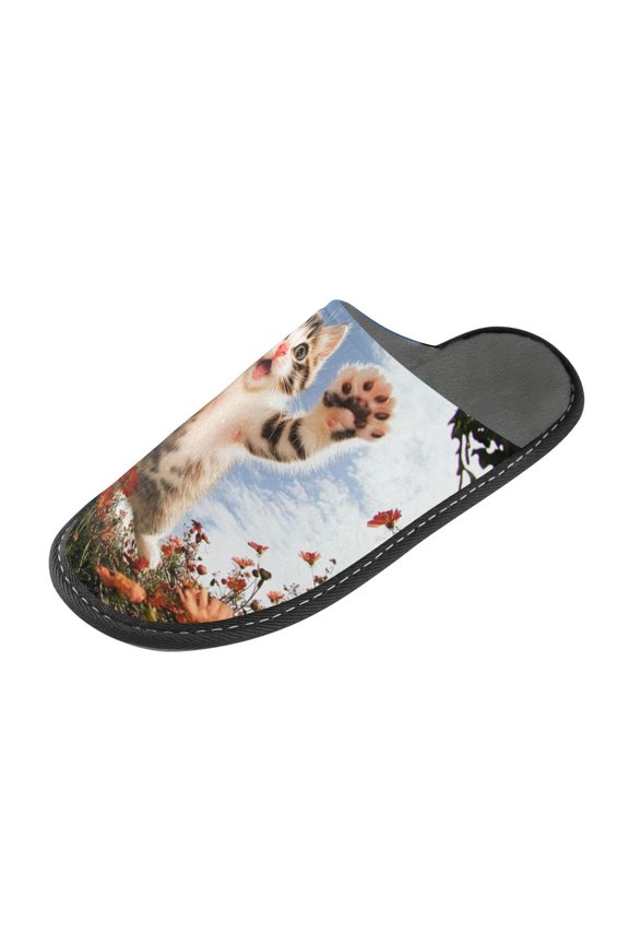 Plush rubber slippers soft gauze slippers with waterproof and wear -resistant shoes An Adorable Kitten