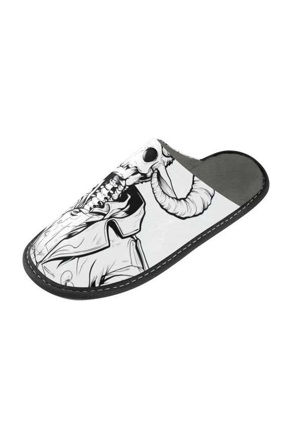 Plush rubber slippers soft gauze slippers with waterproof and wear -resistant shoes Black and White Skeleton
