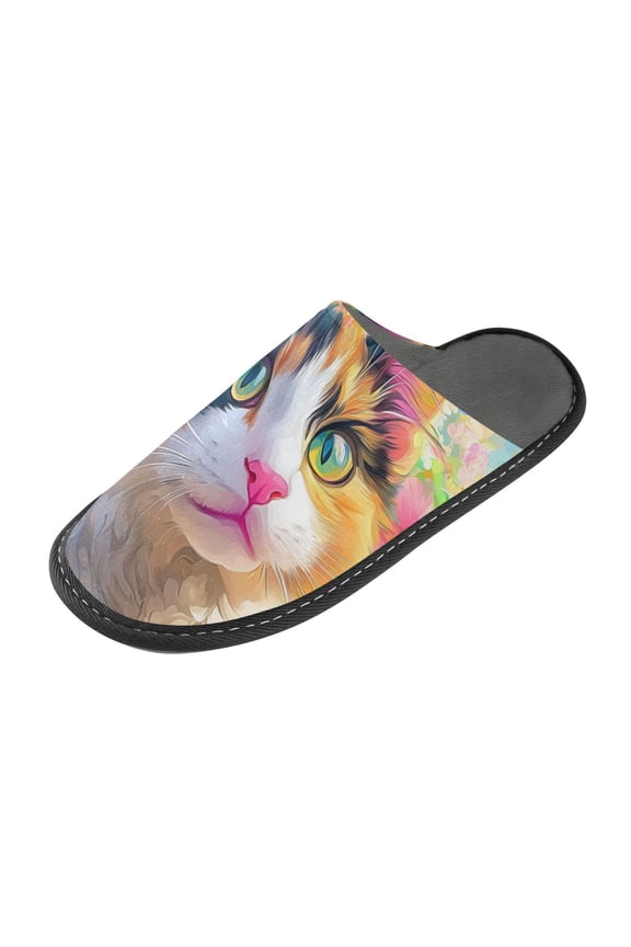 Plush rubber slippers soft gauze slippers with waterproof and wear -resistant shoes Calico Cat