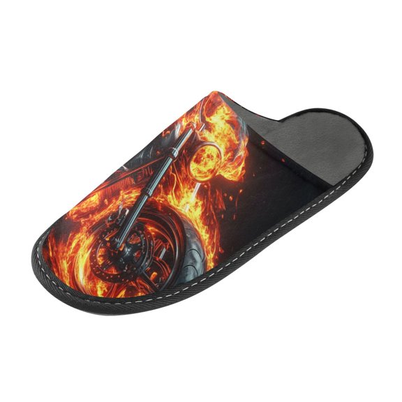 Plush rubber slippers soft gauze slippers with waterproof and wear -resistant shoes Flaming Motorcycle