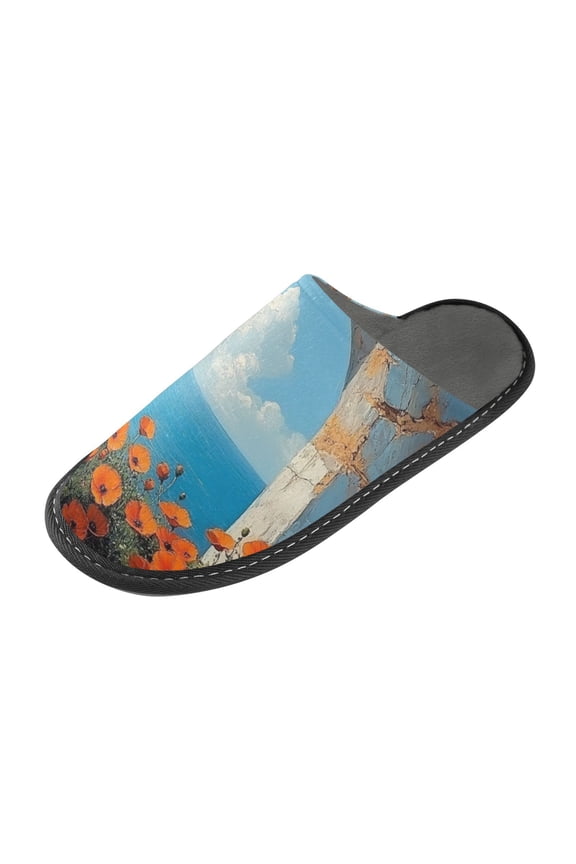 Plush rubber slippers soft gauze slippers with waterproof and wear -resistant shoes Flowers by The Window