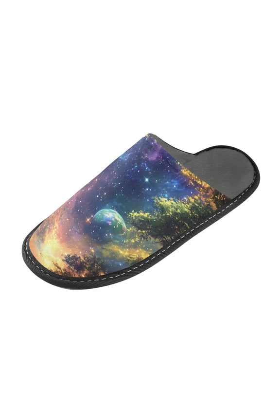 Plush rubber slippers soft gauze slippers with waterproof and wear -resistant shoes Forests and Planets