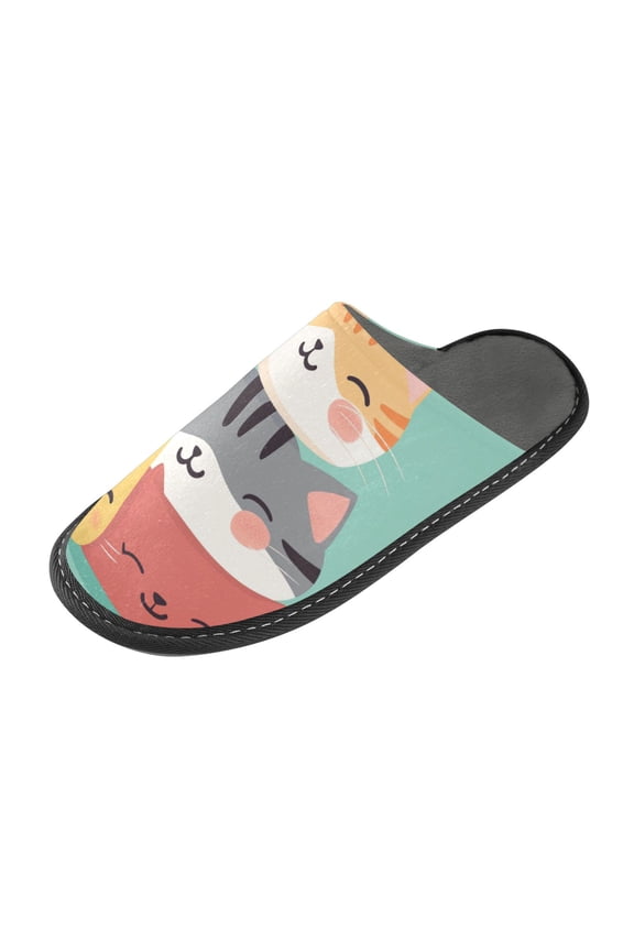 Plush rubber slippers soft gauze slippers with waterproof and wear -resistant shoes Four Adorable Kittens