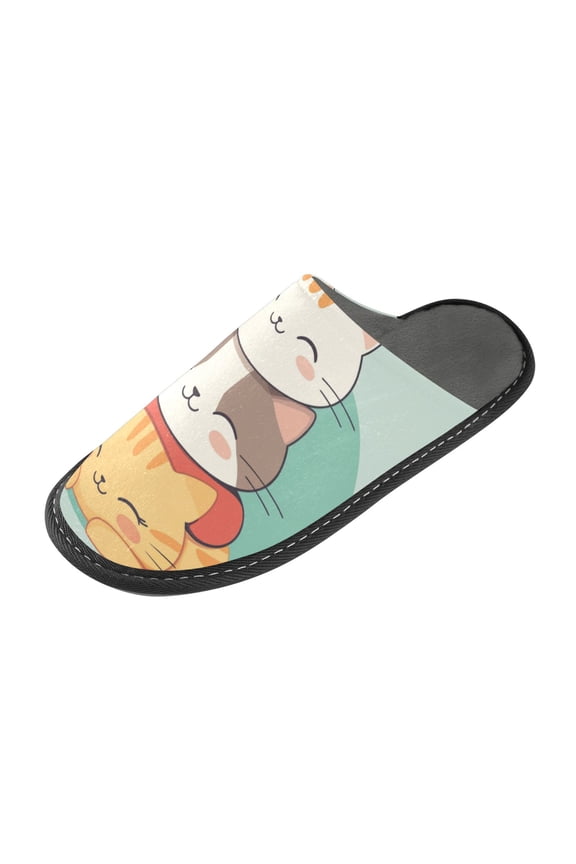 Plush rubber slippers soft gauze slippers with waterproof and wear -resistant shoes Four Little Cats