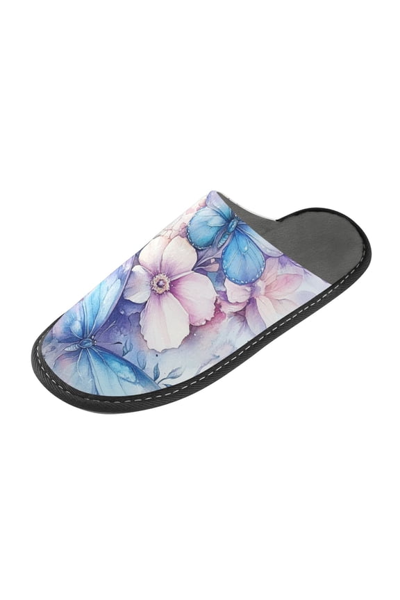 Plush rubber slippers soft gauze slippers with waterproof and wear -resistant shoes Many Butterflies