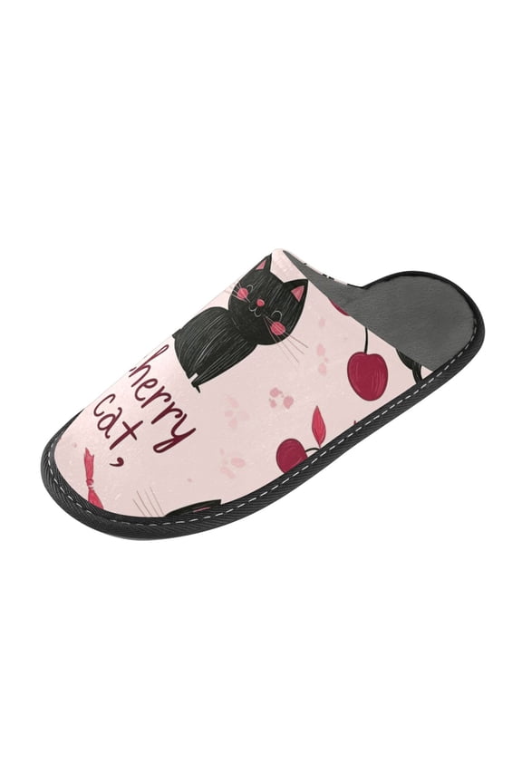 Plush rubber slippers soft gauze slippers with waterproof and wear -resistant shoes Many Cherry Cats