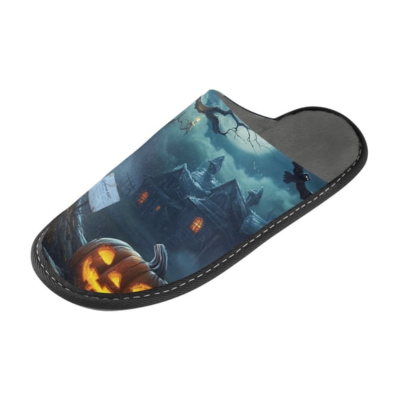 Plush rubber slippers soft gauze slippers with waterproof and wear -resistant shoes Pumpkin under The Moonlight