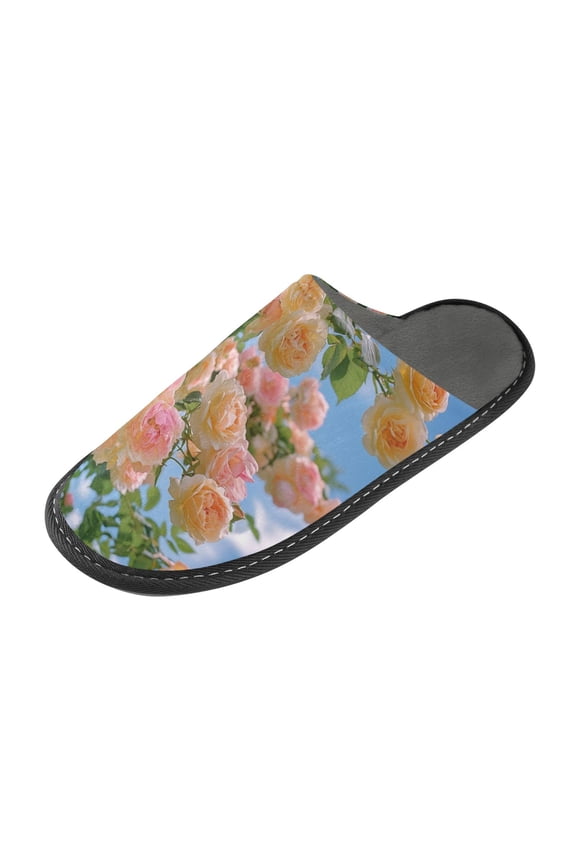Plush rubber slippers soft gauze slippers with waterproof and wear -resistant shoes Refreshing and Fragrant Rose Flowers