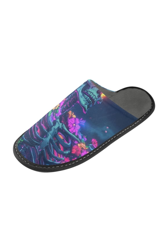 Plush rubber slippers soft gauze slippers with waterproof and wear -resistant shoes Skeleton with Glowing Eyes