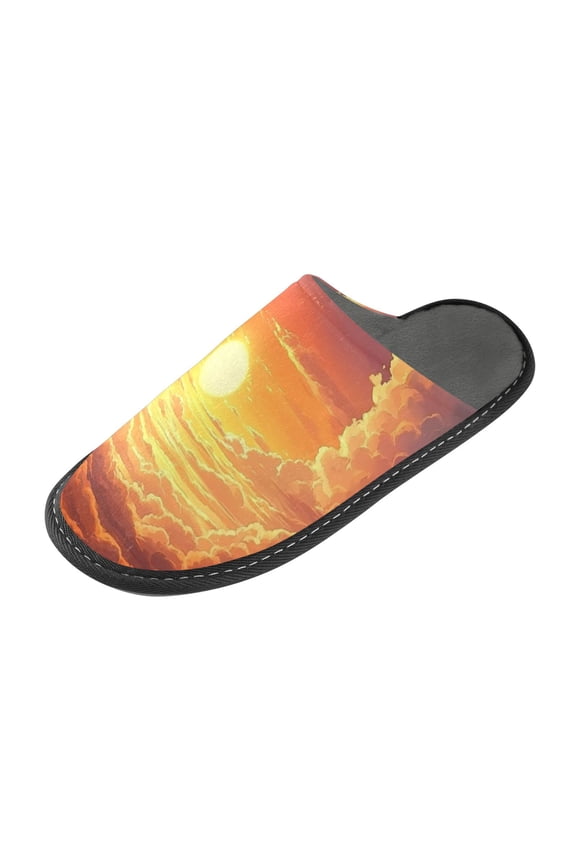 Plush rubber slippers soft gauze slippers with waterproof and wear -resistant shoes Sunset and Clouds