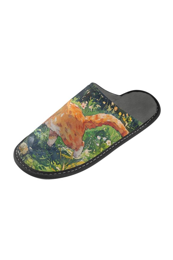 Plush rubber slippers soft gauze slippers with waterproof and wear -resistant shoes The Orange Kitten