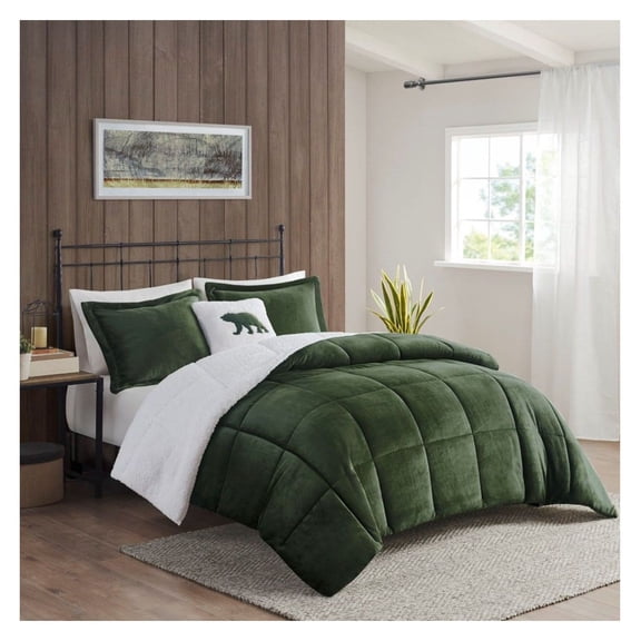 Plush to Down Comforter Set - Soft Microfiber Bedding - Hypoallergenic, Oeko-Tex Certified - Includes Shams & Decorative Pillow