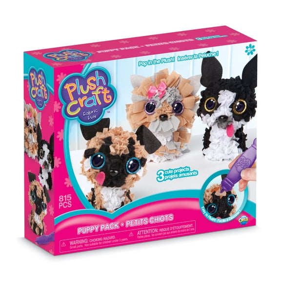 PlushCraft Craft by Numbers Fabric Figures Kit - 3D Mini Puppy Pack