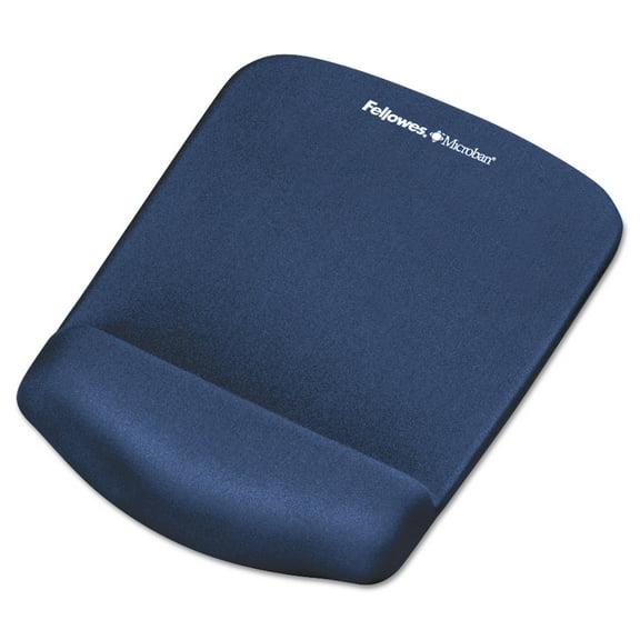 PlushTouch Mouse Pad with Wrist Rest Foam, Blue, 7 1/4 x 9-3/8